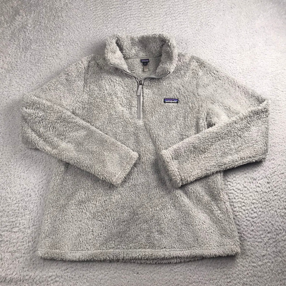 Patagonia‎ Los Gatos 1/4 Zip Fleece Pullover Womens XL Gray Plush Sherpa Jacket